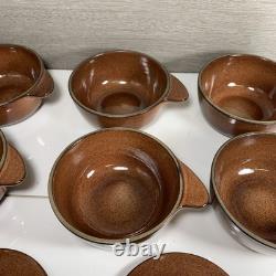 1950s (6) Vintage Heath Ceramics Brown Winged Casseroles 4 1/2 with 2 Lids