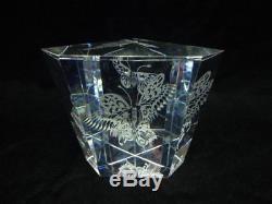 1953 Steuben Glass BUTTERFLY Crystal Prism Monarch Paperweight Copper Wheel Engr