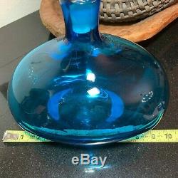 1959 BLENKO Peacock Blue Wayne Husted Designed LARGE Ovid Decanter Bottle #5933