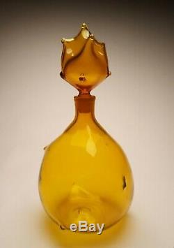 1959 Wayne Husted Handblown Glass Blenko Jonquil Wart Decanter 5912 rare