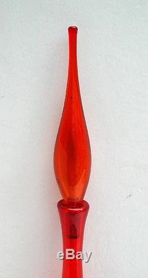 1960's Blenko #6427 22 Tangerine Vase with Stopper (30)