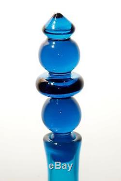 1967 Blenko Joel Myers 6732S Turquoise Glass Decanter Signed W. H. Blenko & Label