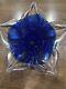 1980s Zora Da Venezia Designer Murano Italy Royal Blue Decorative Bowl RARE