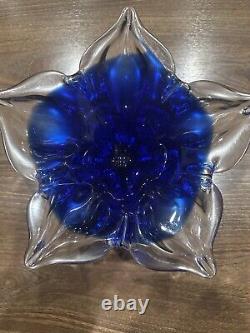 1980s Zora Da Venezia Designer Murano Italy Royal Blue Decorative Bowl RARE