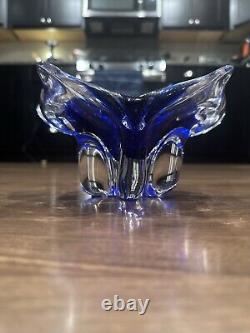 1980s Zora Da Venezia Designer Murano Italy Royal Blue Decorative Bowl RARE