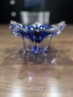 1980s Zora Da Venezia Designer Murano Italy Royal Blue Decorative Bowl RARE