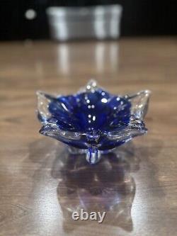 1980s Zora Da Venezia Designer Murano Italy Royal Blue Decorative Bowl RARE