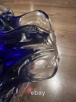 1980s Zora Da Venezia Designer Murano Italy Royal Blue Decorative Bowl RARE