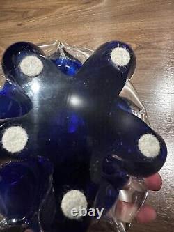 1980s Zora Da Venezia Designer Murano Italy Royal Blue Decorative Bowl RARE