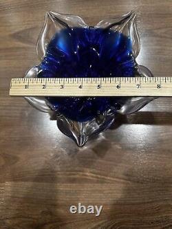 1980s Zora Da Venezia Designer Murano Italy Royal Blue Decorative Bowl RARE
