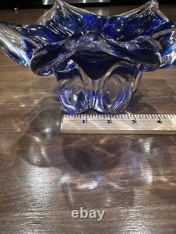 1980s Zora Da Venezia Designer Murano Italy Royal Blue Decorative Bowl RARE