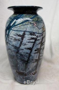 1989 R Satava Mt. Shasta Art Glass 8 1/2 Vase # 1385-89 Signed
