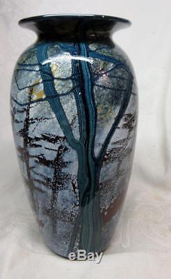 1989 R Satava Mt. Shasta Art Glass 8 1/2 Vase # 1385-89 Signed
