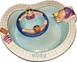 1995 Lotus Swim Pool And Hot Tub Chip Dip Ceramic Bowl Set