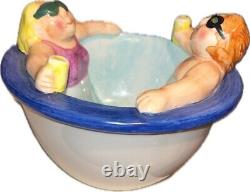 1995 Lotus Swim Pool And Hot Tub Chip Dip Ceramic Bowl Set