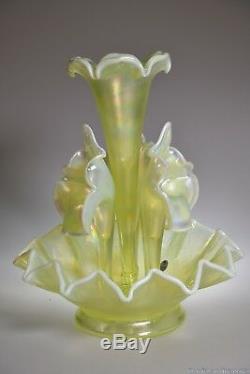 1997 No. 7601 TS Epergne Fenton STRETCH GLASS TOPAZ OPAL Historical Collection