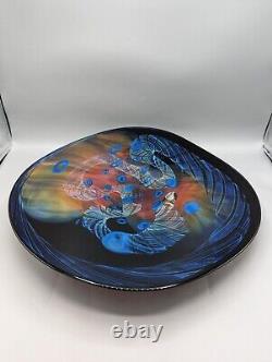 1998 Henry Summa Art Glass Footed Pedestal Bowl Plate 16.25 Signed