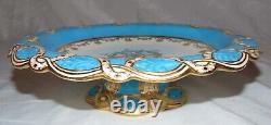 19thC Blue Grainger Chamberlain Worcester China Compote Pedestal Bowl Ribbon