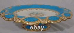 19thC Blue Grainger Chamberlain Worcester China Compote Pedestal Bowl Ribbon