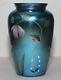 2001 Fenton Felicity Favrene Connoisseur 9 blue vase 7598 YK by Kim Plauche