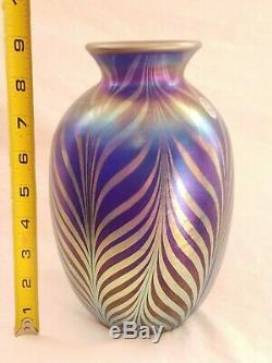 2002 Fenton FAVRENE FEATHERS Pulled Feather DAVE FETTY VASE Limited Edition