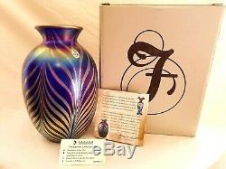 2002 Fenton FAVRENE FEATHERS Pulled Feather DAVE FETTY VASE Limited Edition