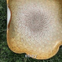 20 inch Fratelli Toso Copper Aventurine Fruit Bowl Murano Art Glass MCM Dish