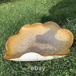20 inch Fratelli Toso Copper Aventurine Fruit Bowl Murano Art Glass MCM Dish