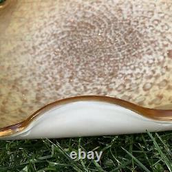 20 inch Fratelli Toso Copper Aventurine Fruit Bowl Murano Art Glass MCM Dish