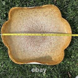 20 inch Fratelli Toso Copper Aventurine Fruit Bowl Murano Art Glass MCM Dish