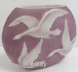 20th C. Phoenix Glass Vase with Embossed Geese #7696