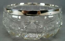 20th Century Floral Pattern Clear Cut Crystal & 800 European Silver Rim Bowl