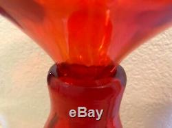 27 Wayne Husted Orange Swirl Blenko Decanter Jar WithStopper Mid Century Modern