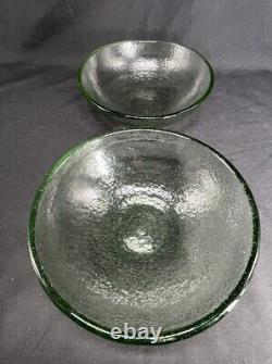 2. Fire and Light Recycled Art Glass Serving Bowl 8 Olive Green Color