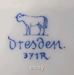 2 RARE Dresden Ambrosius Lamm Meissen Bowls 9×2 Floral c1895 Antique Monogram