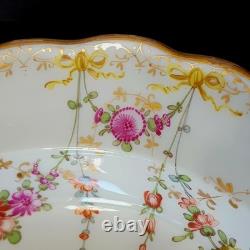 2 RARE Dresden Ambrosius Lamm Meissen Bowls 9×2 Floral c1895 Antique Monogram