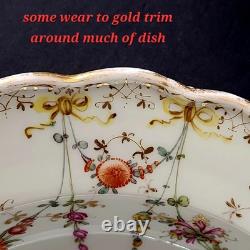 2 RARE Dresden Ambrosius Lamm Meissen Bowls 9×2 Floral c1895 Antique Monogram