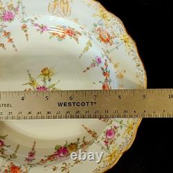 2 RARE Dresden Ambrosius Lamm Meissen Bowls 9×2 Floral c1895 Antique Monogram