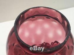 2 Vtg Fenton Cranberry Coin Dot Ruffled Lamp Shades Hurricane Gone with the Wind