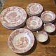 34 Pcs. Set, Enoch Woods ENGLISH SCENERY Red/pink Transferware