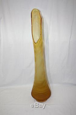 35 Vintage Oversized 1960's Gold Hobnail Swung Style Vase Bio-Morphic shape
