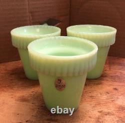 3 FENTON Jadite Jadeite Martha Stewart by Mail MBM 3 1/2 small Flower Pots