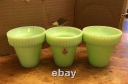 3 FENTON Jadite Jadeite Martha Stewart by Mail MBM 3 1/2 small Flower Pots