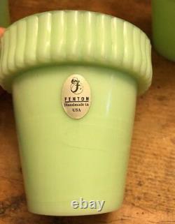 3 FENTON Jadite Jadeite Martha Stewart by Mail MBM 3 1/2 small Flower Pots