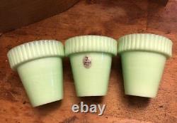 3 FENTON Jadite Jadeite Martha Stewart by Mail MBM 3 1/2 small Flower Pots