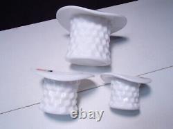 3 Fostoria American Set of Hats with Original Milkglass Labels rare milk glass