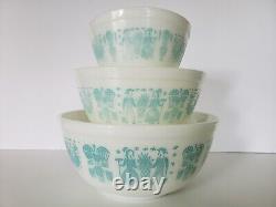 3 Three Vintage PYREX BUTTERPRINT Mixing Bowls, Lot 403-402-401