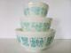 3 Three Vintage PYREX BUTTERPRINT Mixing Bowls, Lot 403-402-401
