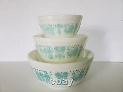 3 Three Vintage PYREX BUTTERPRINT Mixing Bowls, Lot 403-402-401