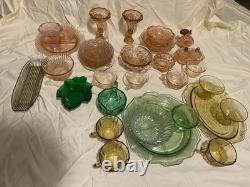40 PIECE DEPRESSION GLASS See Description/Photos